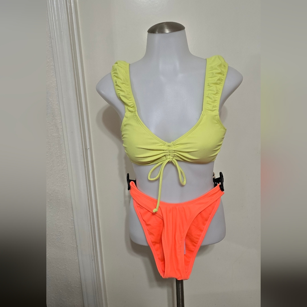 #3225 Neon Yellow and Orange Women's Bikini Set